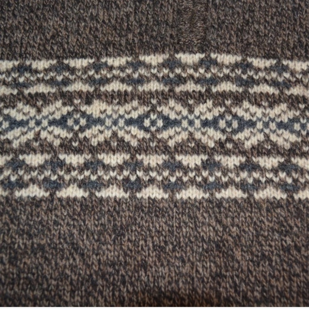Bowen and Wright Men’s 100%Lamb’s Wool 1/4 Zip Brown Nordic Pullover Sweater Lrg - Picture 13 of 13